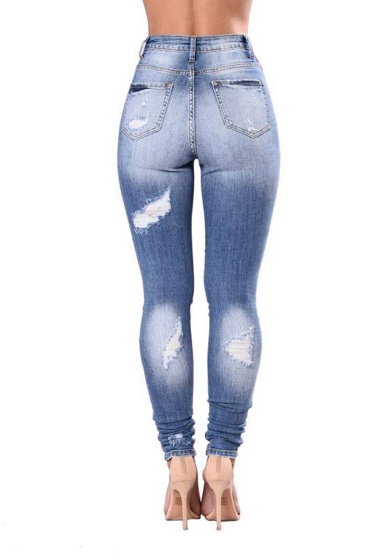 High-Waist Stretch Pencil Jeans with Pockets