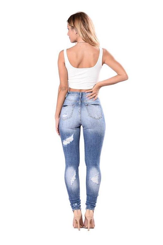 High-Waist Stretch Pencil Jeans with Pockets