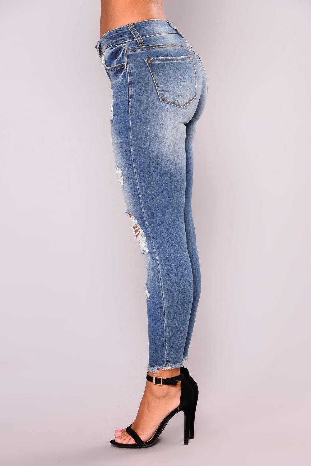 Elastic Slim Denim Pencil Pants - High-Waist Fit