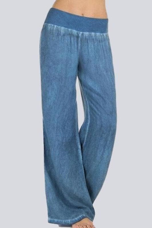 Casual Wide Leg Pants Jeans in Soft Denim Fabric