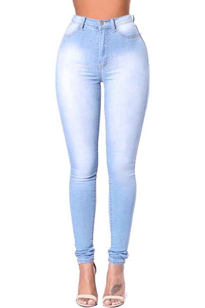 Stretch High Waist Casual Slim Jeans