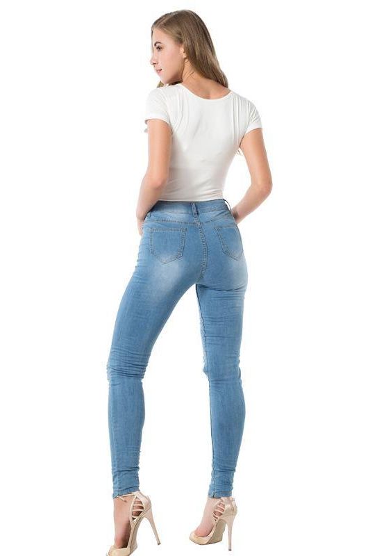 Plus Size Stretch Hole Pencil Jeans