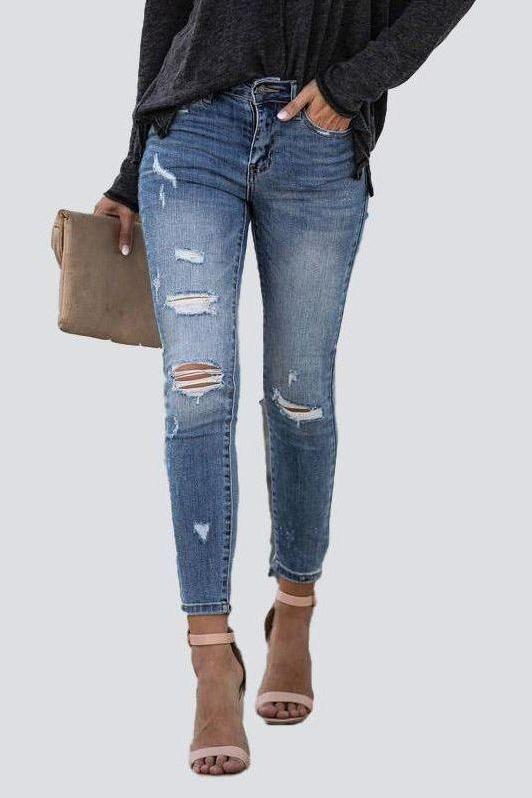 High Waist Stretch Jeans in Soft Cotton Fabric