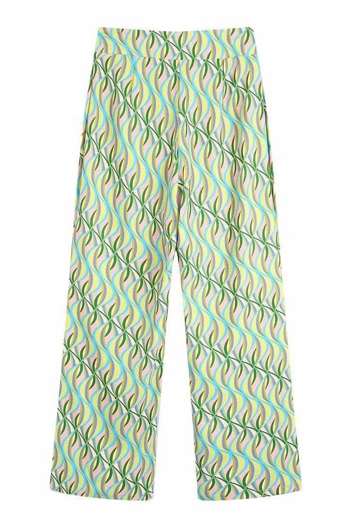 Printed Flared Trousers with Elasticated Waistband