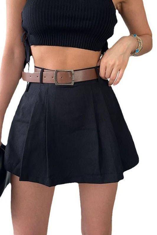 Chic Solid Color Pleated Mini Skirt for Stylish Looks