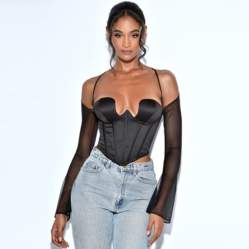 Mesh Sleeves Camisole Top for Effortless Style