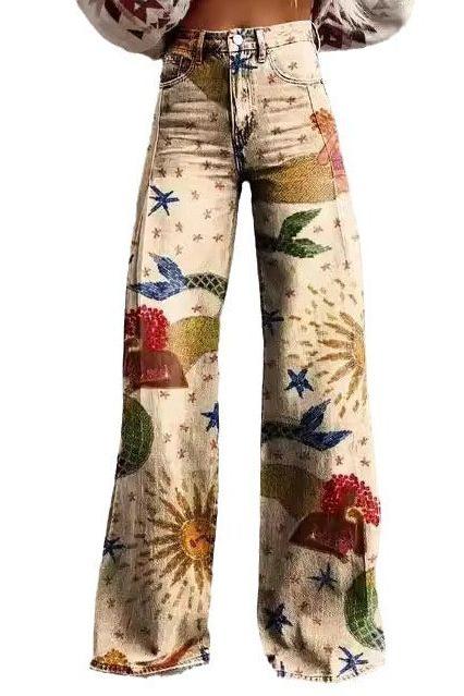 Skinny Colorful Flowered Loose Pants