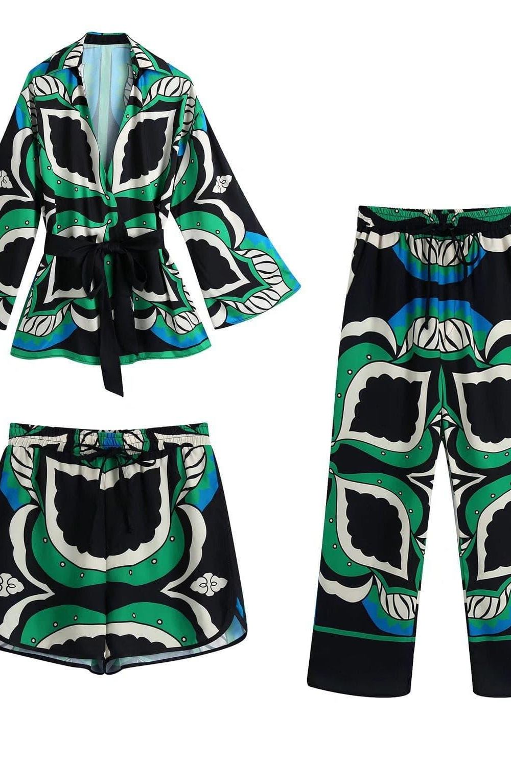 Bermuda Print Three-Piece Loose Suit Set