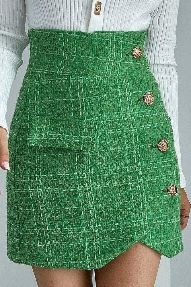 Tweed Hip Skirt with Adjustable Belt Straps