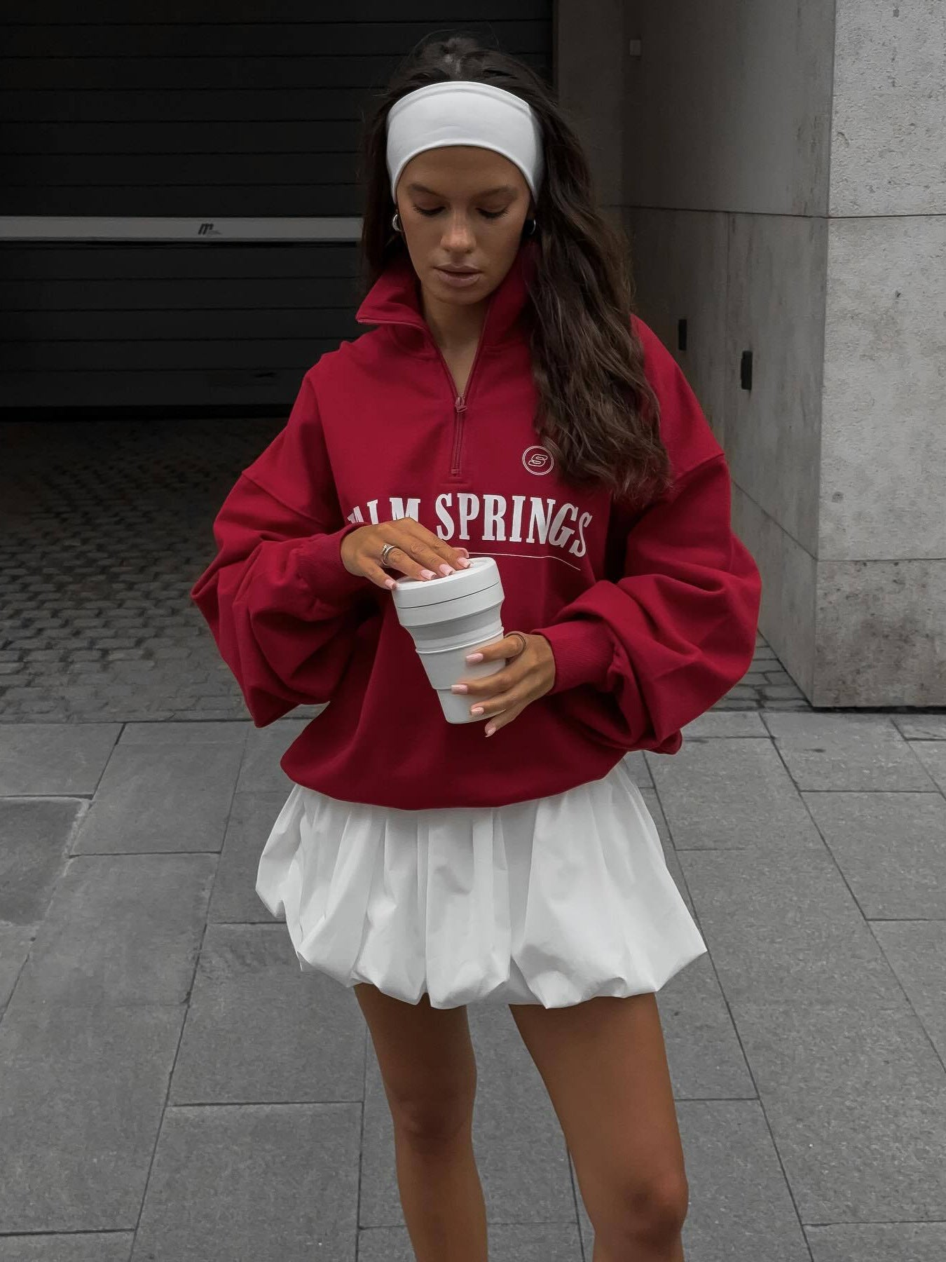 Loose Long-Sleeved High Collar Sweater in Red