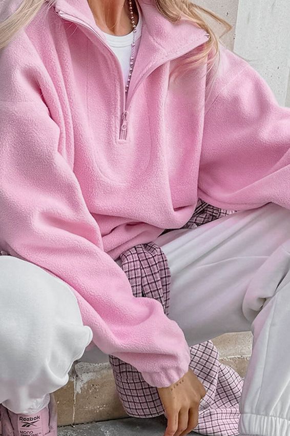 Pink Outerwear Sweatshirt for Effortless Style