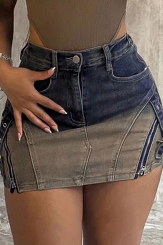 Hip-Wrapped Short Denim Skirt for Effortless Style