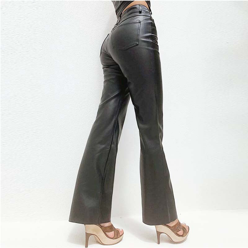 PU Leather Slim Fit Black Pants