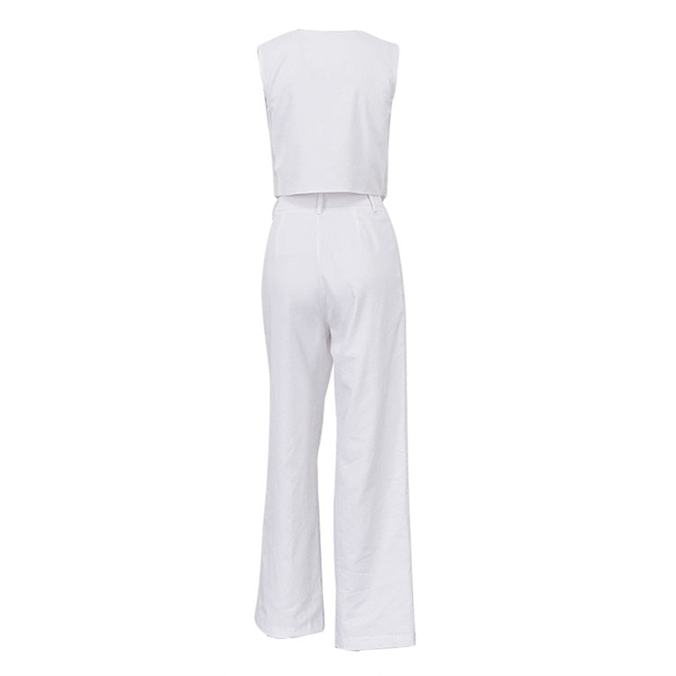 Cotton Linen Vest Trousers Set for Summer Style