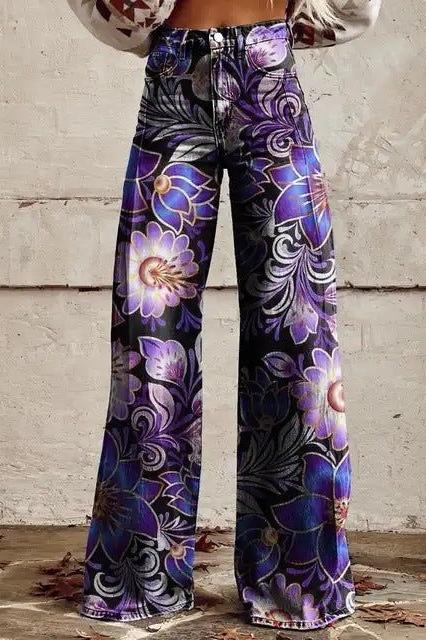 Skinny Colorful Flowered Loose Pants