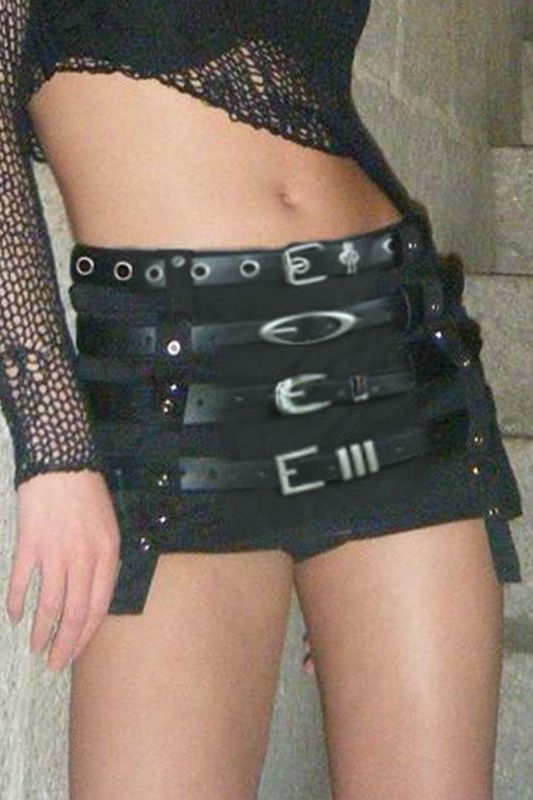 American Punk Style Belted Short Skirt