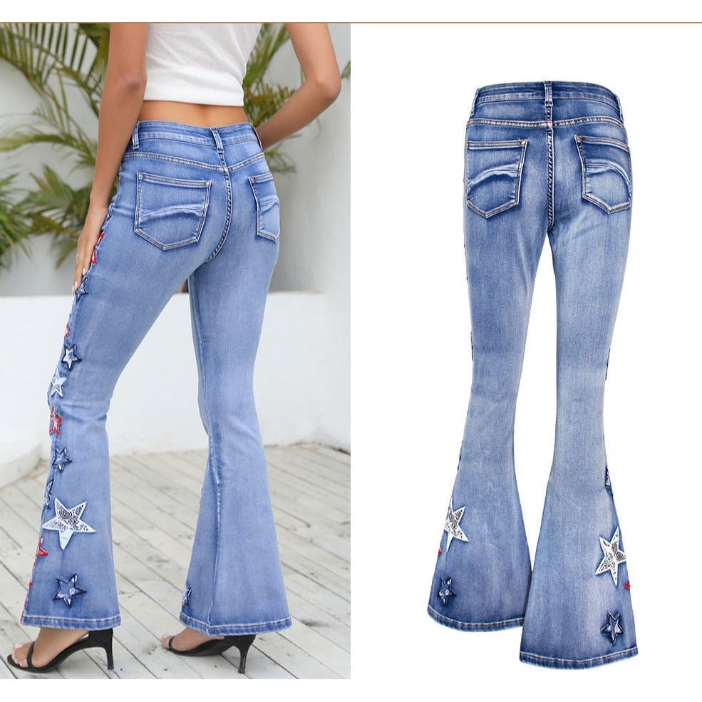 Wide-Leg Denim Bell-Bottom Pants for Effortless Style