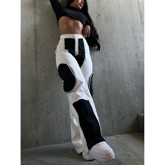 Black & White High Waist Straight Pants