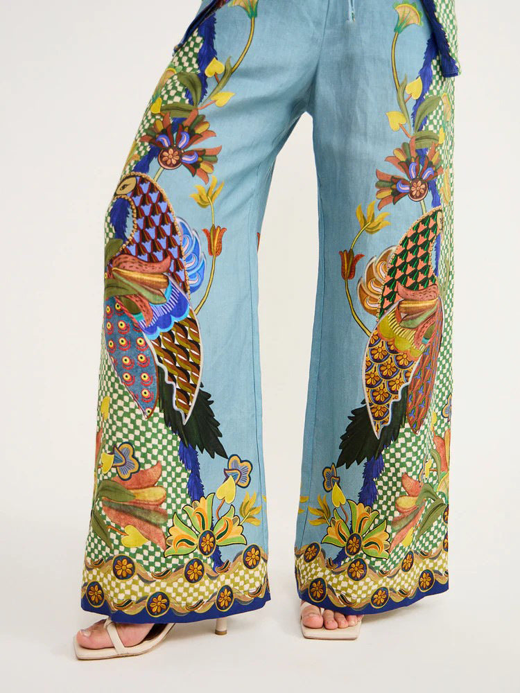 Printed Matching Top & Trouser Set in Cotton Blend