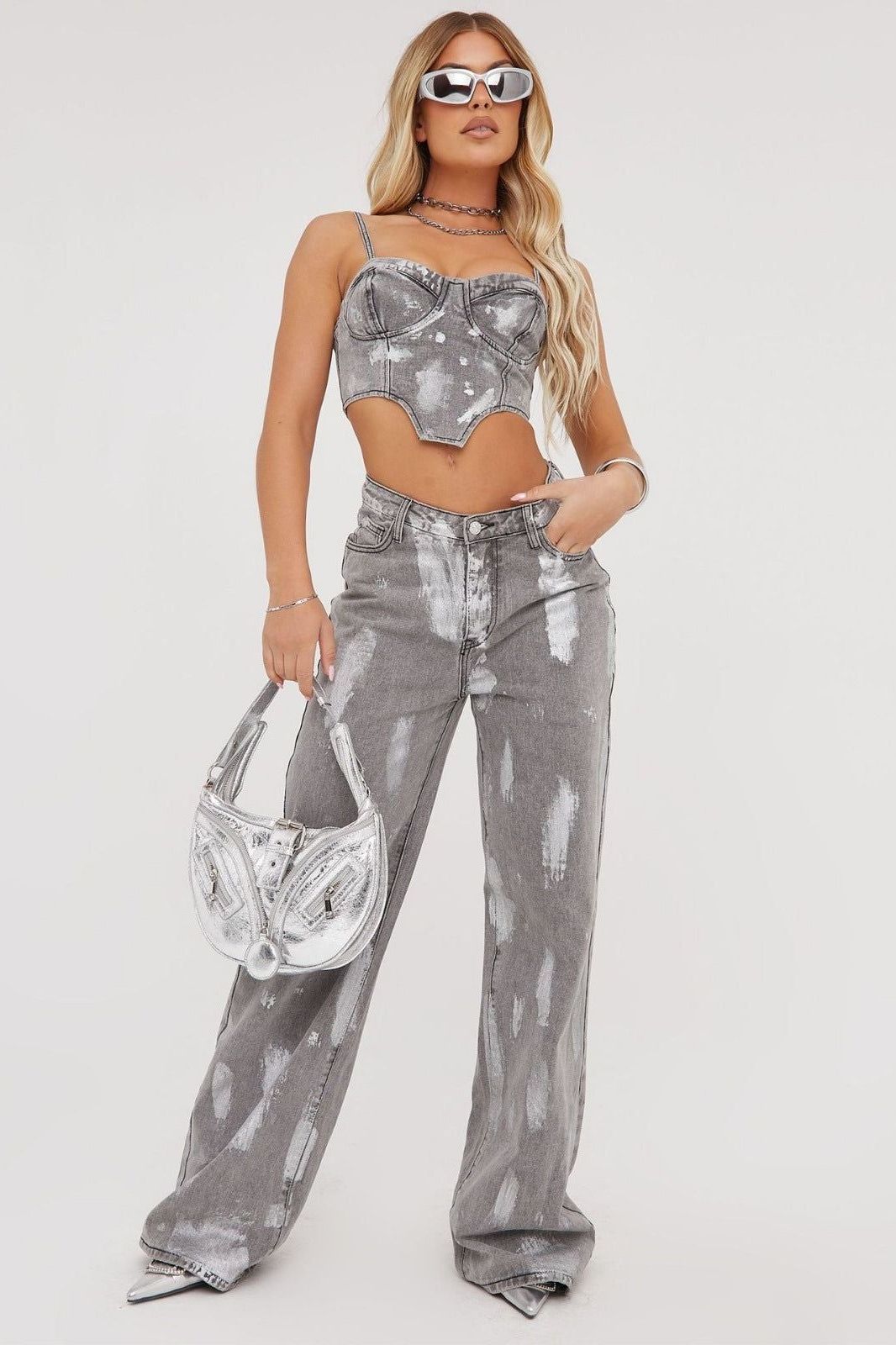 Retro Jeans Loose Straight Two Piece Set