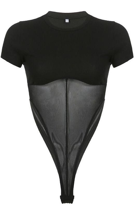 American Sexy Mesh Stitching Bodysuit