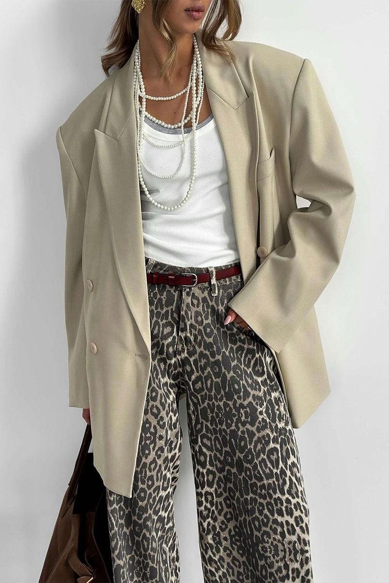 Leopard Design Loose Wide-Leg Trousers for Bold Style