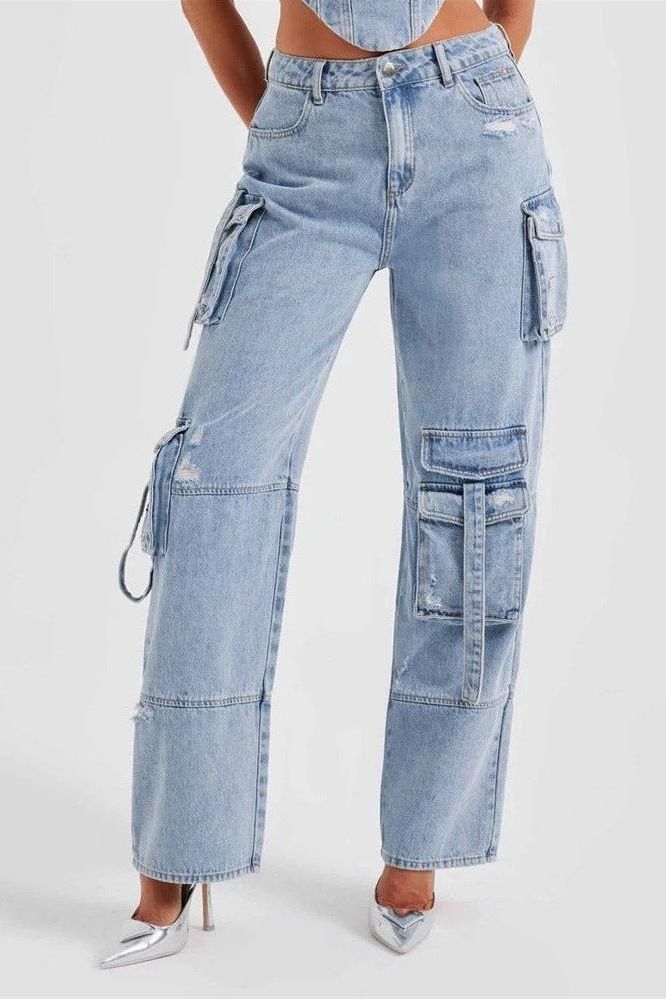 Multi-Pocket Straight Denim Jeans for Everyday Style