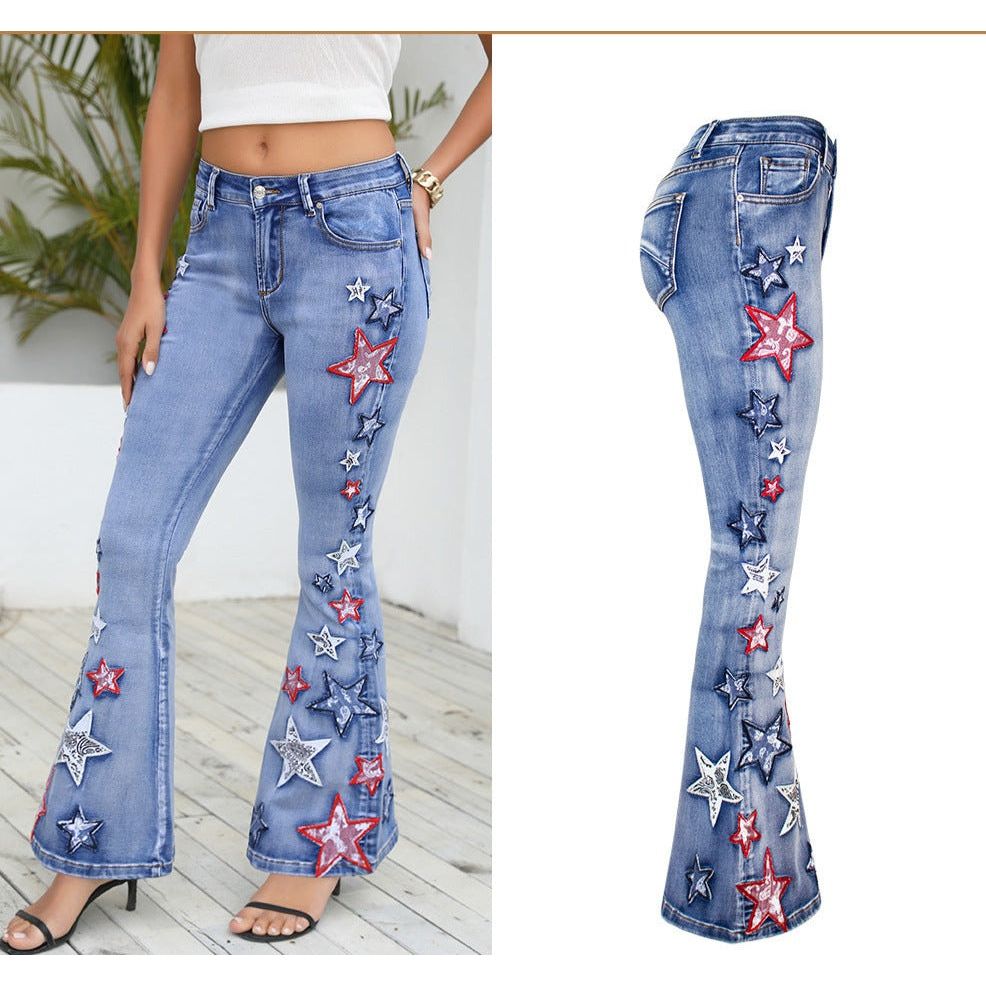 Wide-Leg Denim Bell-Bottom Pants for Effortless Style