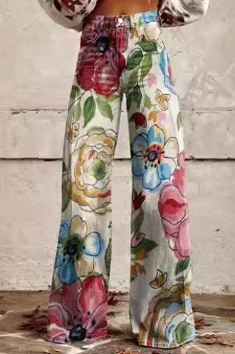 Casual Floral Wide Leg Pants for Effortless Style