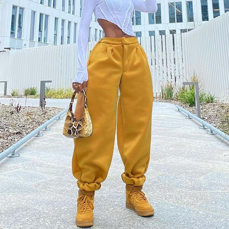 Elastic Low Waist Casual Bomb Pants for Everyday Comfort