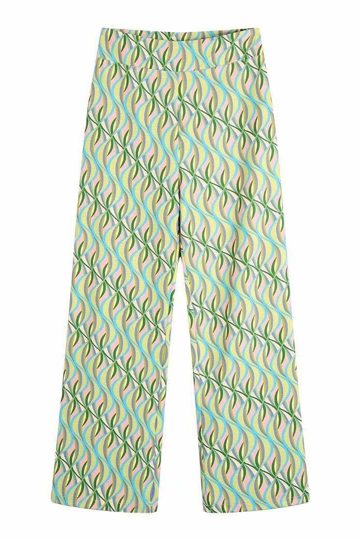 Printed Flared Trousers with Elasticated Waistband