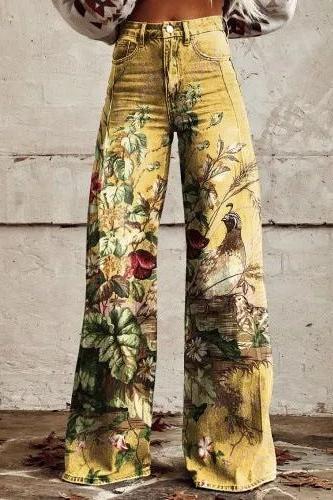 Casual Floral Wide Leg Pants for Effortless Style