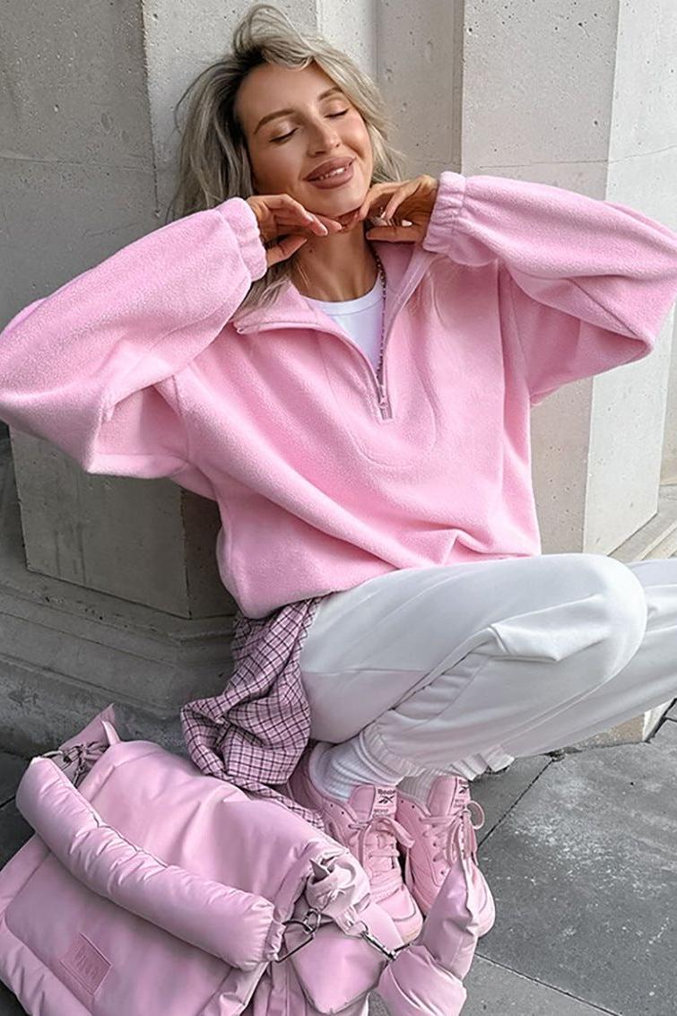 Pink Outerwear Sweatshirt for Effortless Style