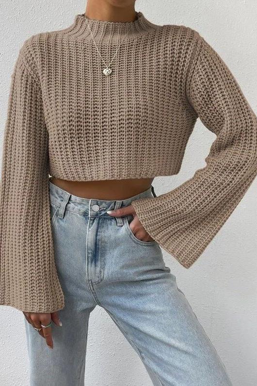 Half Turtleneck Pullover Sweater in Soft Knit Fabric