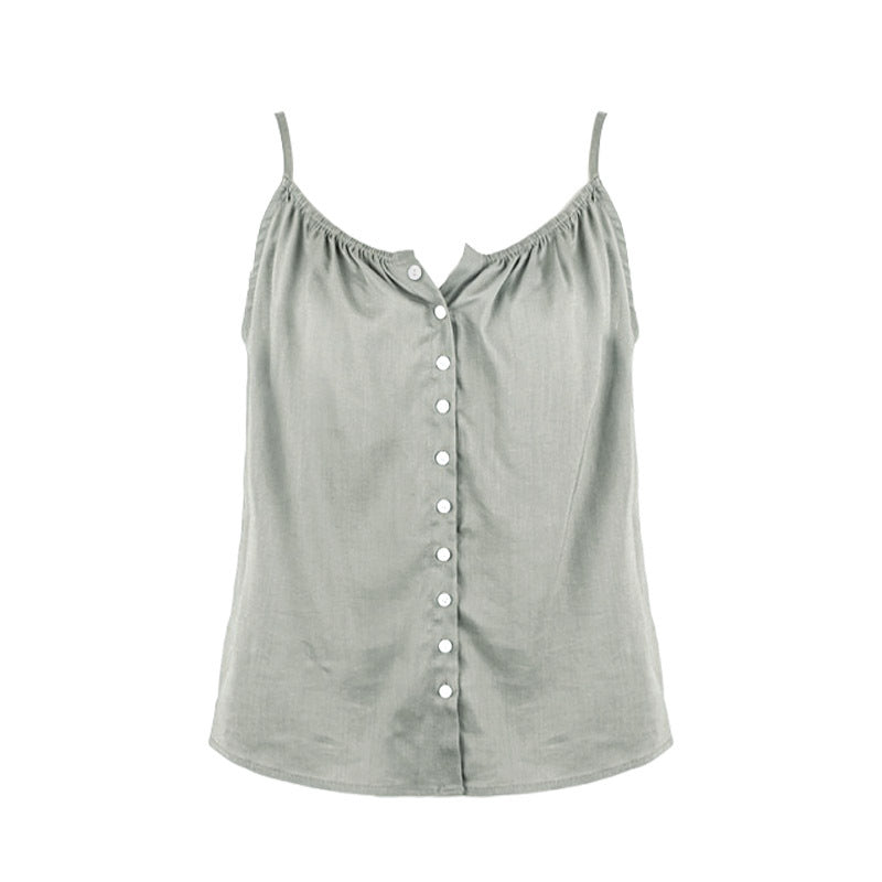 Elegant Linen Cami Top with V-Neckline