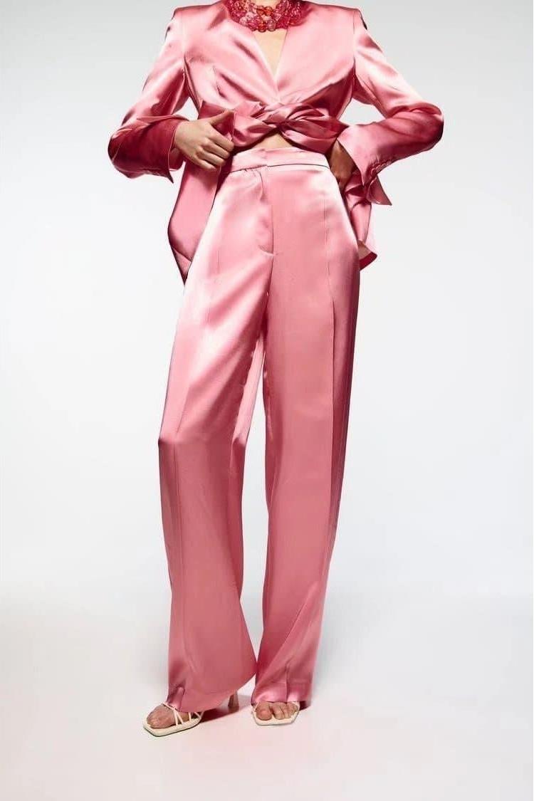 Silk Satin Texture Straight Pants for Effortless Elegance