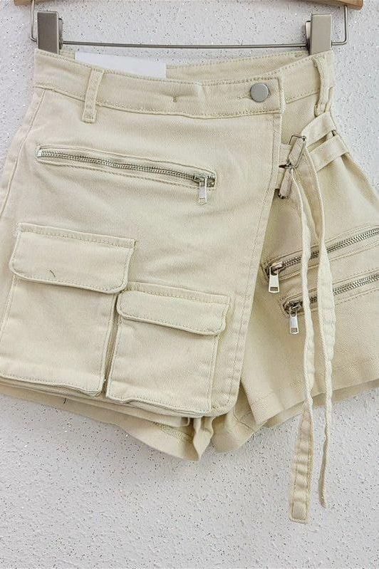 Irregular Multi-Pocket Denim Shorts for Trendy Style