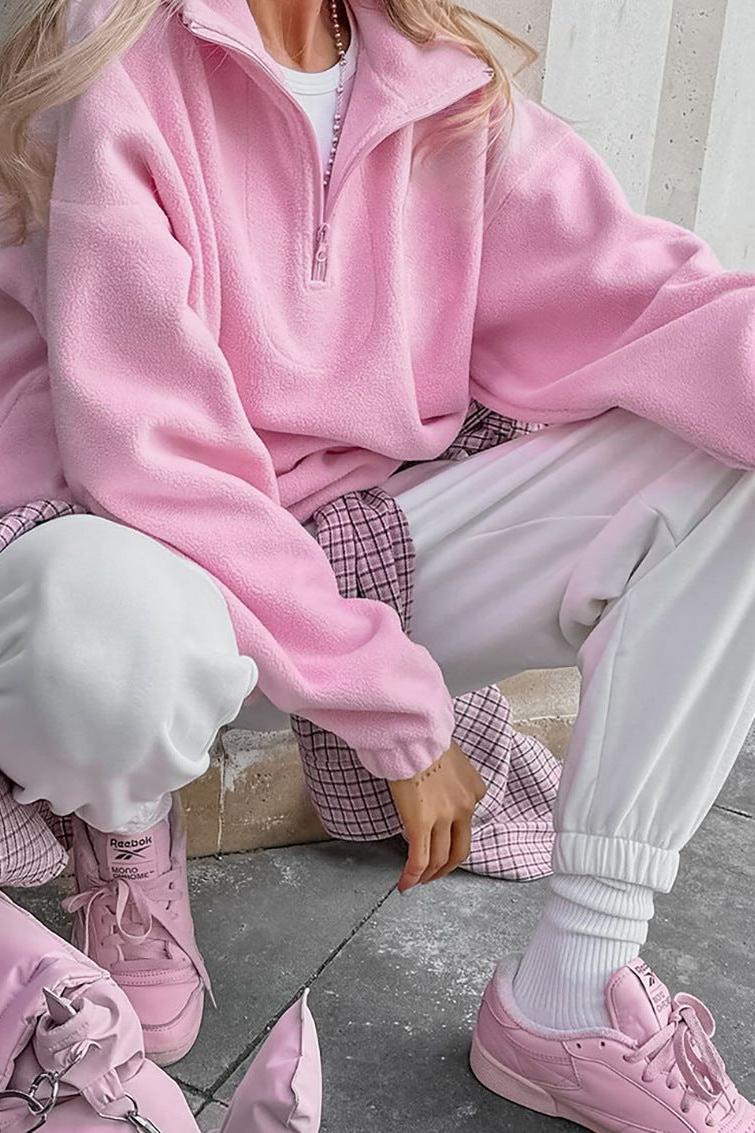 Pink Outerwear Sweatshirt for Effortless Style