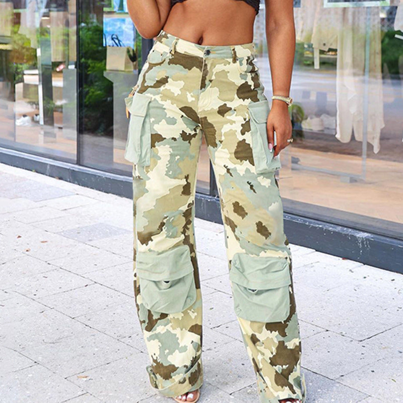 Camouflage Pocket Stitching Utility Pants