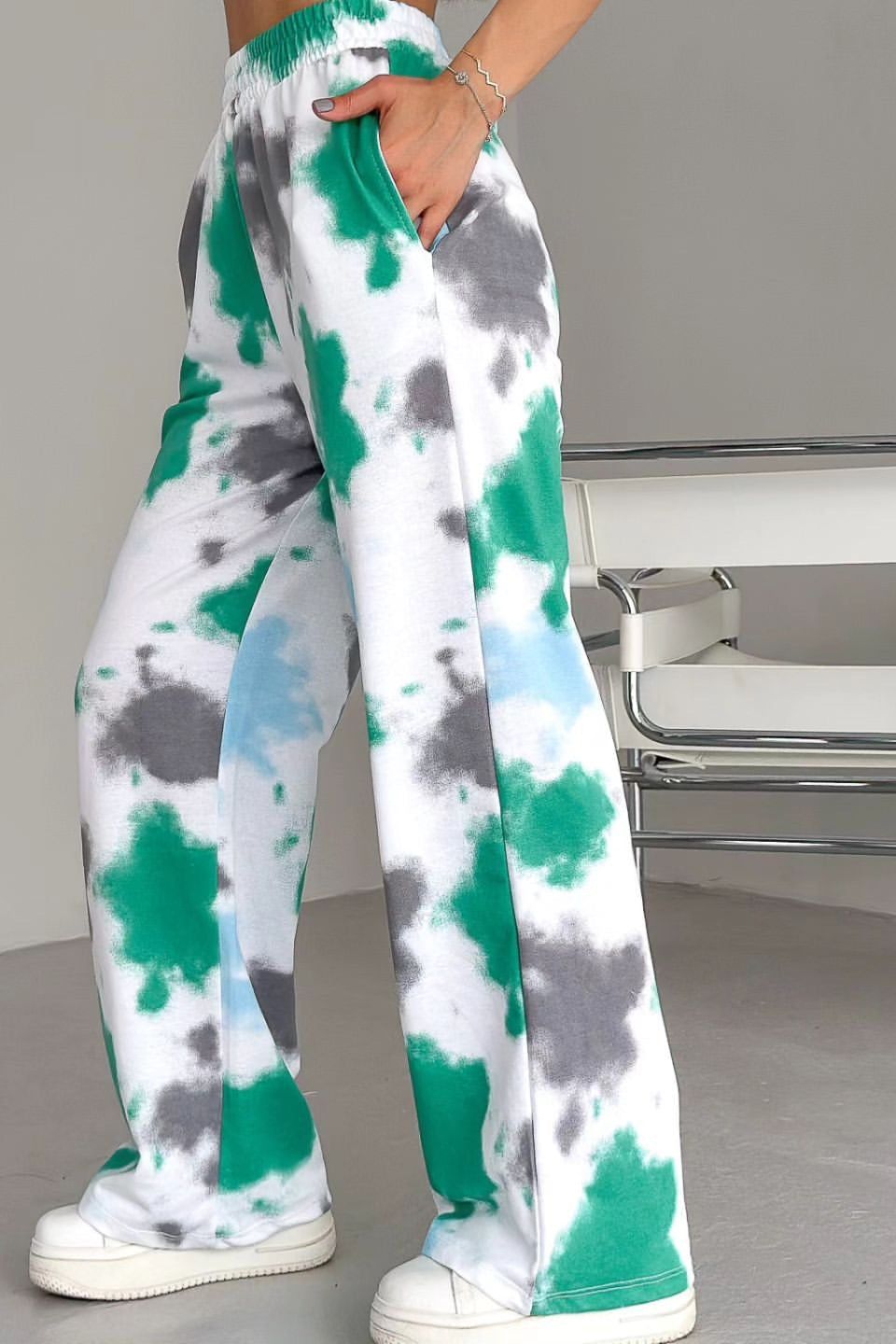 Tie-Dyed Loose High Waist Straight Pants