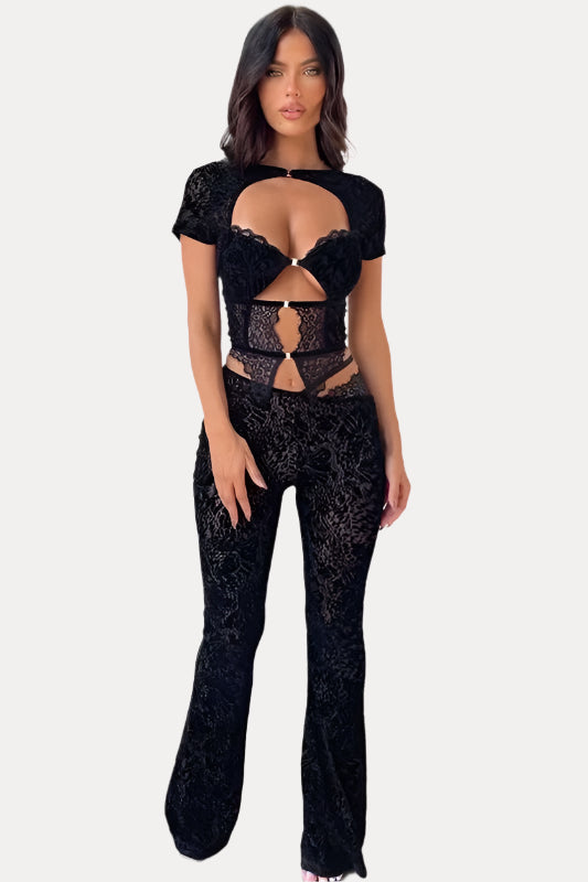 Hollow Strap Top Two Piece Suit Set