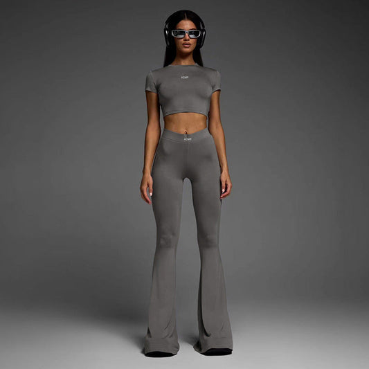 High Waist Flared Two-Piece Sport Suit