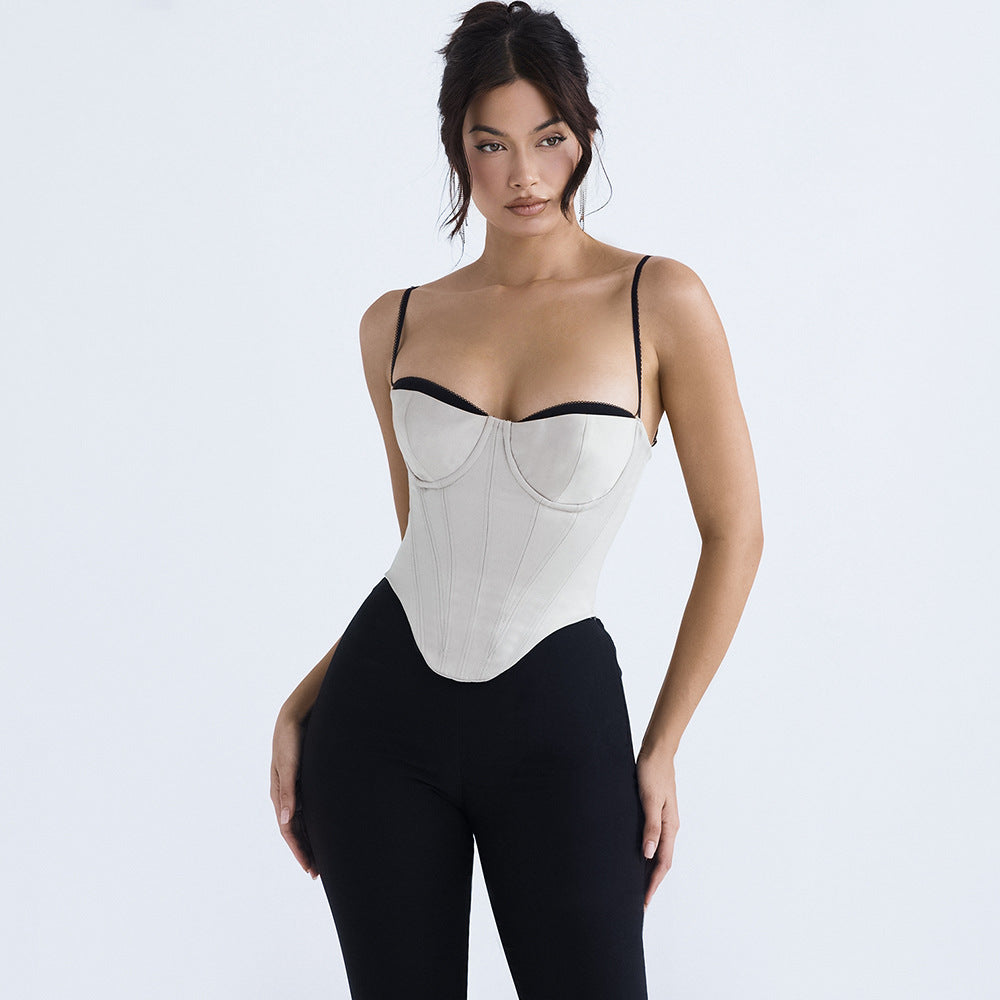 White Slim Back Fishbone Top for Chic Style