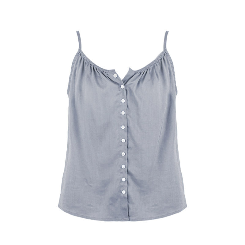 Elegant Linen Cami Top with V-Neckline