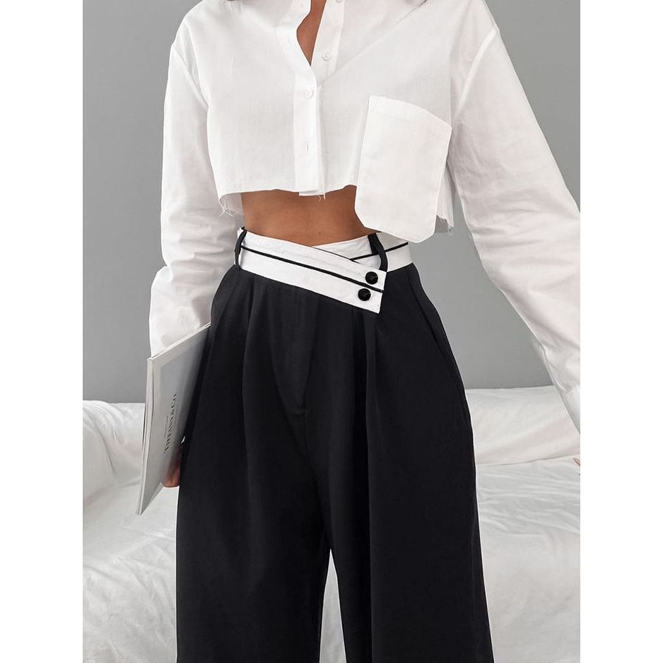 Casual Drape Mopping Pants with Relaxed Fit