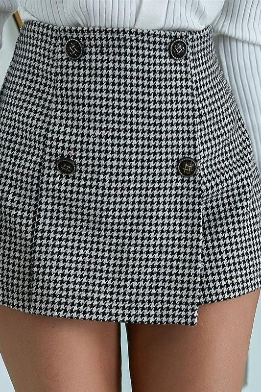 College Style Luxury Houndstooth Skirt