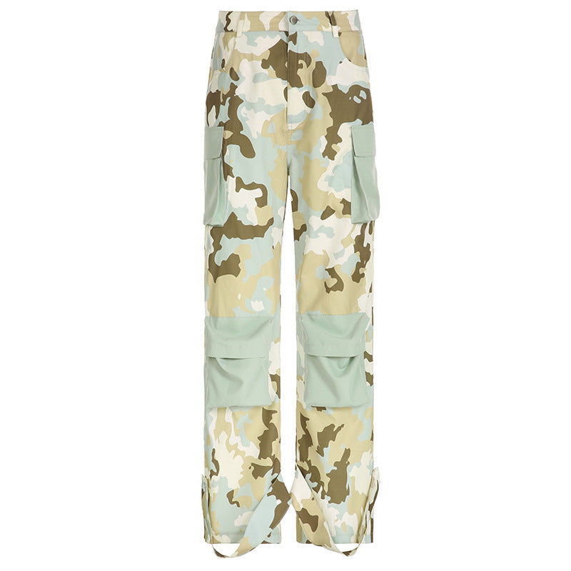 Camouflage Pocket Stitching Utility Pants