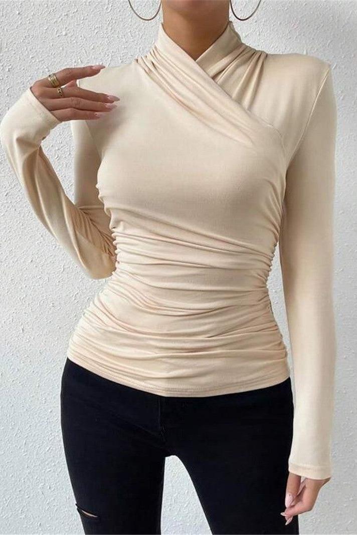 Slim Fit Versatile Pleated T-shirt for Bold Style