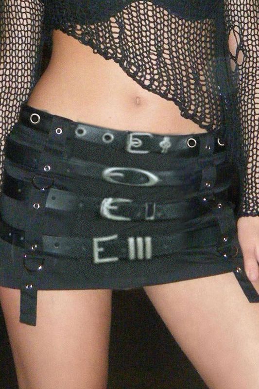 American Punk Style Belted Short Skirt