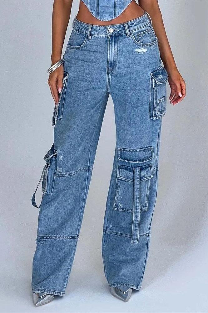 Multi-Pocket Straight Denim Jeans for Everyday Style